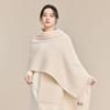 JIUMU Women's 99% Wool Reversible Cape Scarf Shawl