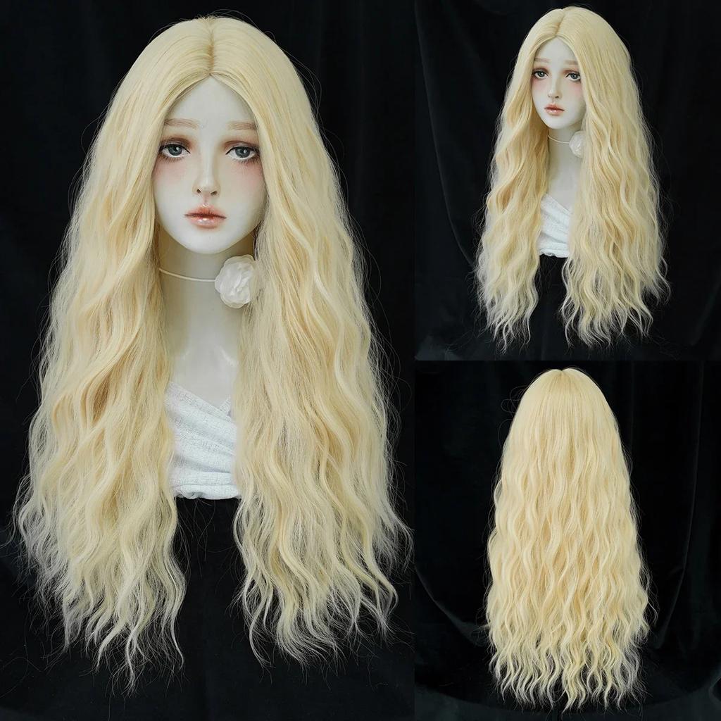 PARK YUN Long Curly Wave Ash Wig For Women Daily Use Cosplay High Density Synthetic Layered Wigs Natural Looking With Bangs