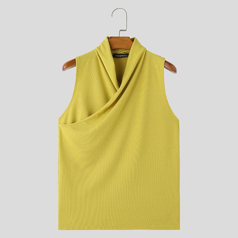 

INCERUN Летние мужские рубашки без рукавов с накидкой и крестом спереди, топы на бретелях 2XL