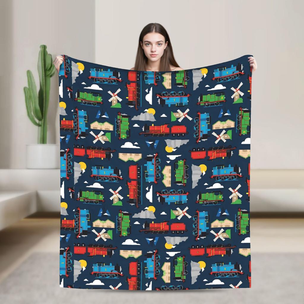 T-Thomas De Treinvriendjes Deken Kwaliteit Warm Zacht Cartoon Plaid Deken Winter Reis Bank Stoel Sofa Bed Pluizig Sprei