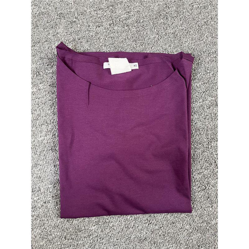 

Summer Must-Enter Item European Original Single Multi-Color Summer Seamless All Cotton Normcore round Neck Women s Short Sleeve T-shirt Dark purple S