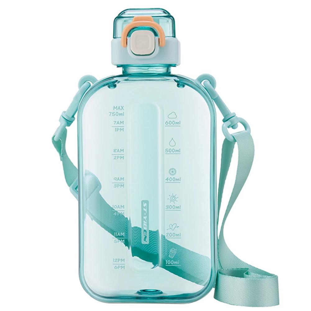 

Портативный чайник с маркером времени, герметичная чашка, регулируемый ремешок, 750 мл, прозрачная спортивная бутылка для воды, летняя посуда для напитков 750ML