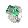 Jewelry Copper Bottom Gold-Plated High Carbon Diamond Ice Flower Copper Inlaid Light Luxury Square Diamond Ring Women 10 * 14