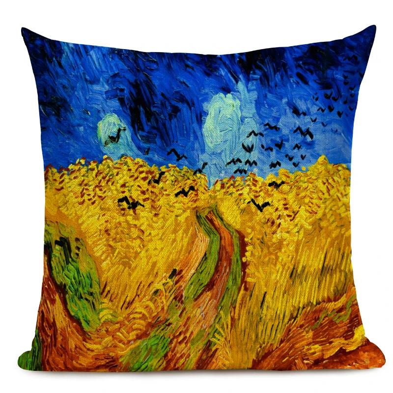 Van Gogh Oil Painting Art Decorative Cushion Cover Throw Pillow Case for Sofa, Car , and Office Decor 45x45CM Pillow Cover