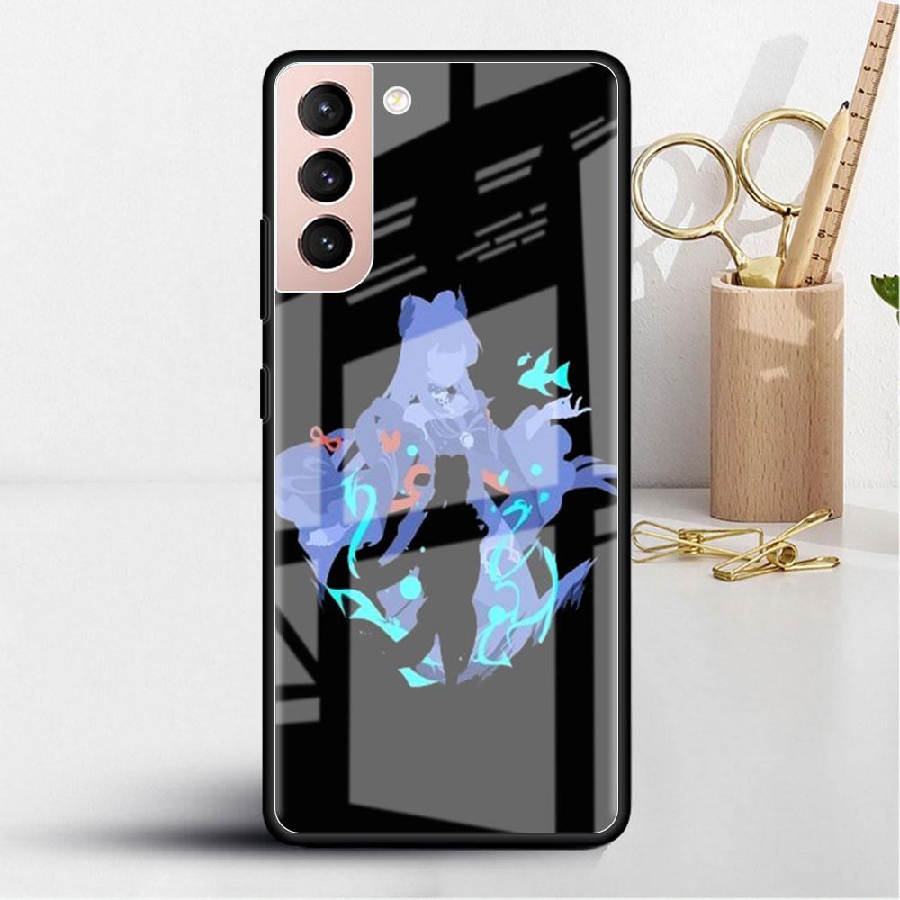 Klaasist ümbris Samsung Galaxy S22 S20 FE S21 5G S10 S9 Plus Note 10 20 Lite jaoks Karastatud telefoniümbris Anime Genshin Impact Lahe