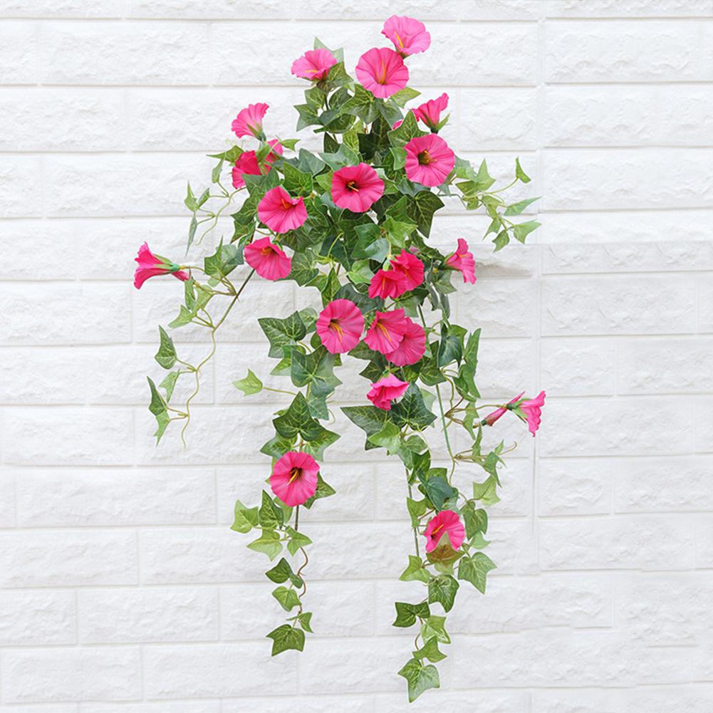 

1 Bunch Simulation Hanging Flower Plastic Rattan Decorative Flower Hanging Wall Artificial Flower rose Red