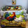 Farm Rooster Hen and Chicks Print Soft Comfortable Duvet Cover Bedding Set Included 1*Duvet Cover 2*Pillowcases Luxury Gifts