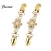 Elegant Scarf Clasp 2Pcs Vintage Sweater Clips for Women Girls, Retro Faux Pearl And Rhinestones Cardigan Clips, Collar Pin Dresses Shawls, Adjustable