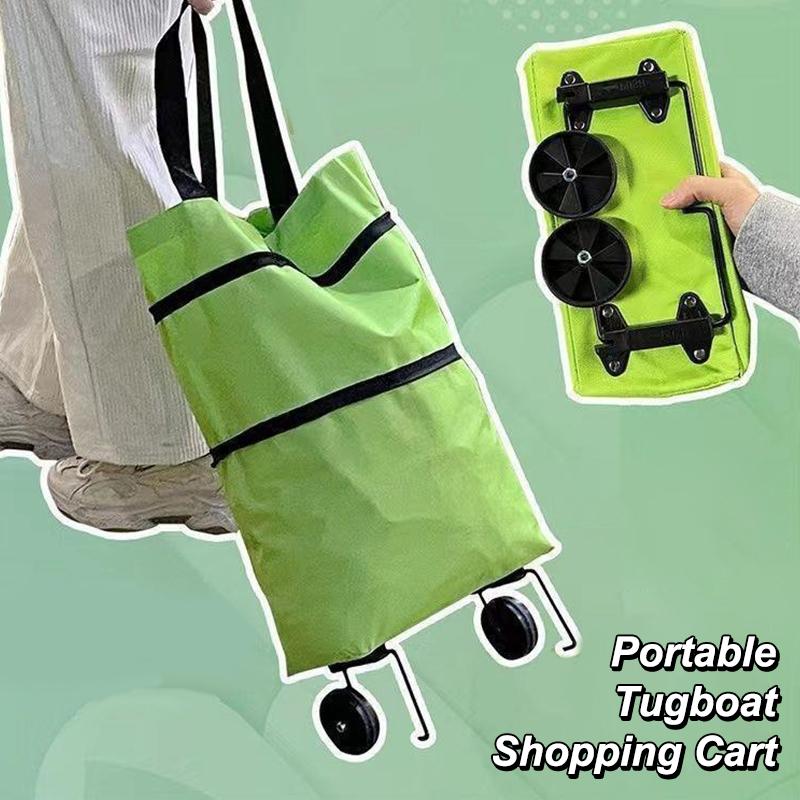Portable Foldable Shopping Bag With Wheels Trolley Large Reusable Cloth Handbag Tote Bags Supermarket Home Grocery Pull Cart Bag