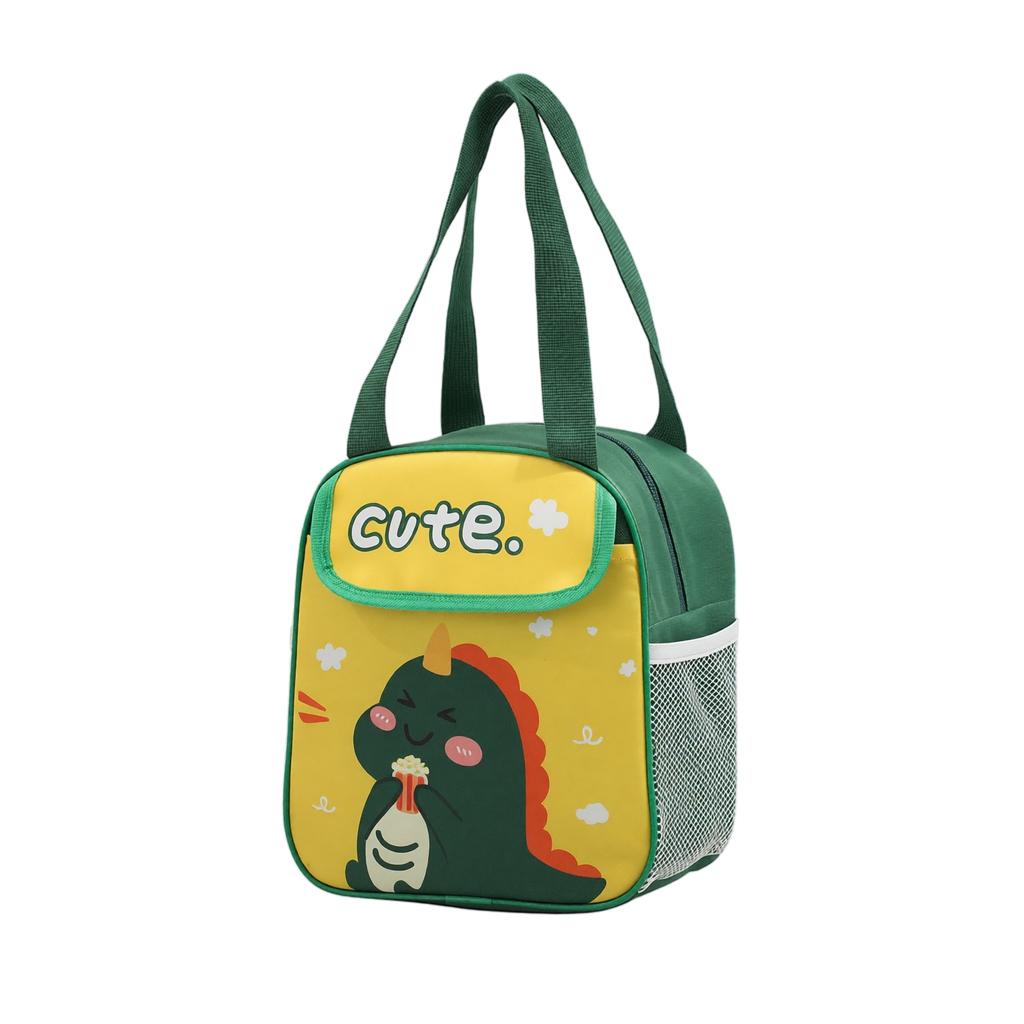 Insulated Lunch Bag Cartoon Design Portable Handheld Thermal Food Storage Cooler Bag for Work School Travel with Mesh Side Pocket and Zipper Closure