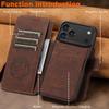 iPhone17ProMax Magnetic Leather Flip Case with Card Slot and Wireless Charging Stand