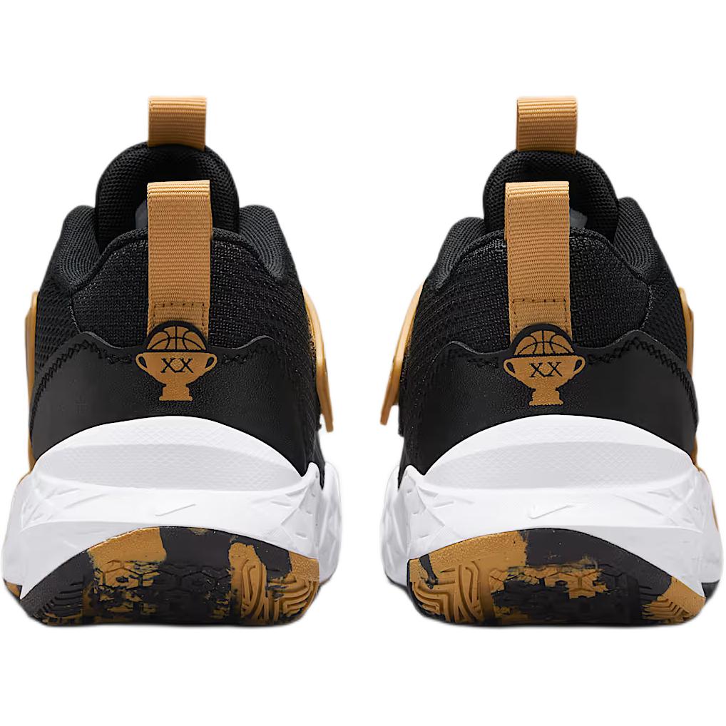 Nike Team Hustle D12 GS Svarte Metallisk Gull Barnesneakers Hvite HF6279-003