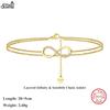 Effie Queen Layered Infinity & Satellite Chain Anklet 925 Sterling Silver Gold Plated Simple Women Beach Foot Jewelry Chain SA16