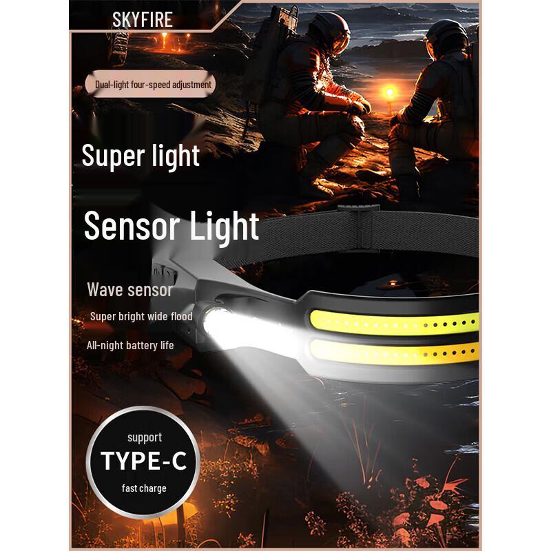 SkyFire wiederaufladbare Stirnlampe für den Außenbereich