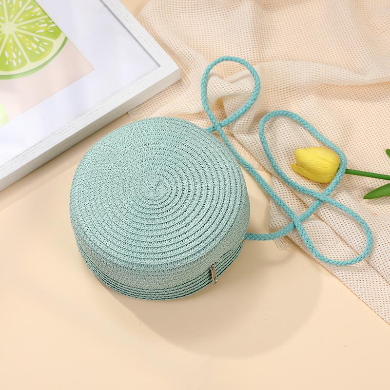 Children's bags Girls messenger bags New summer woven straw bags Seaside vacation girls round shoulder bag