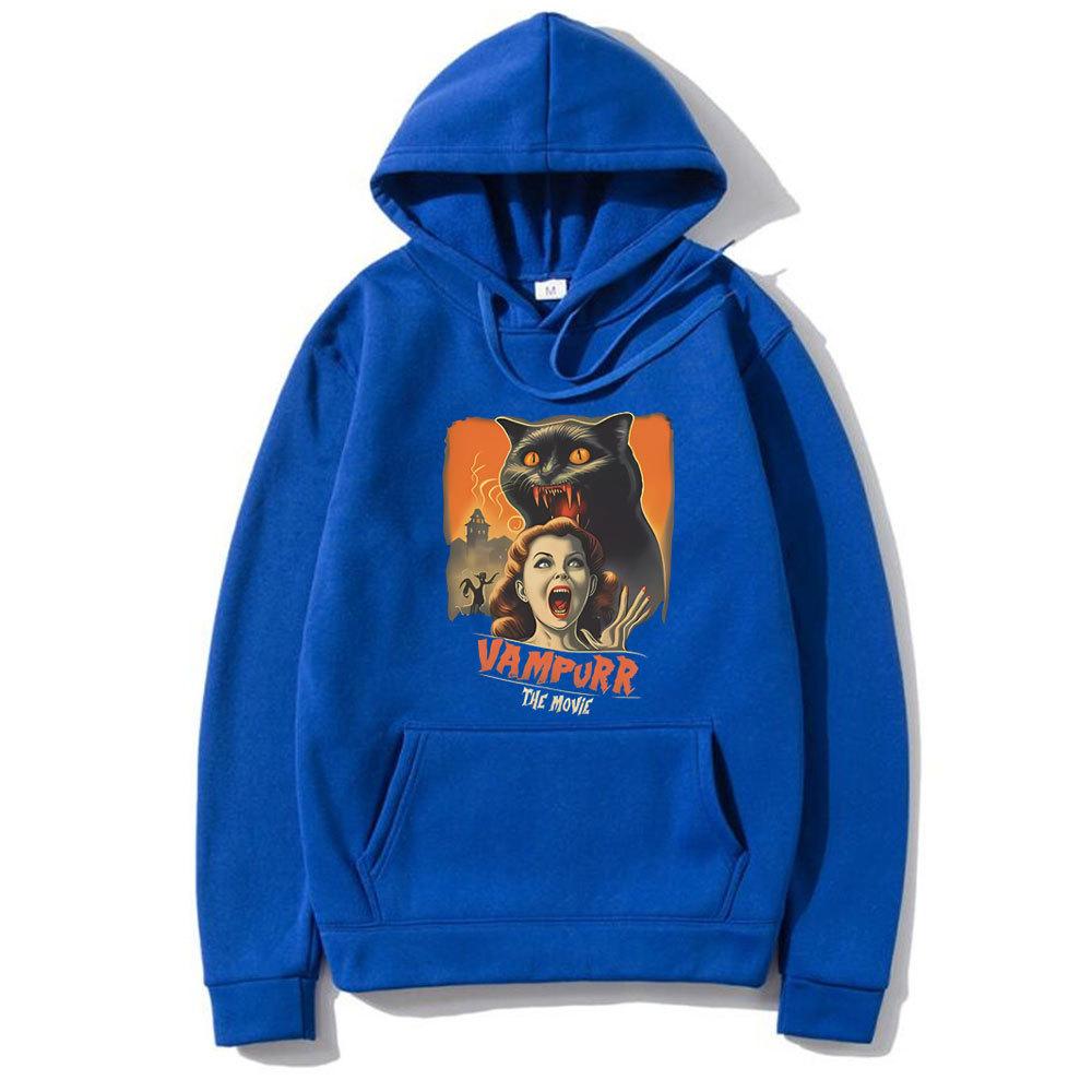 The patterned hoodie "Movie 'Vampire Cat'", a men's hoodie with horror and Halloween elements, new style hoodie