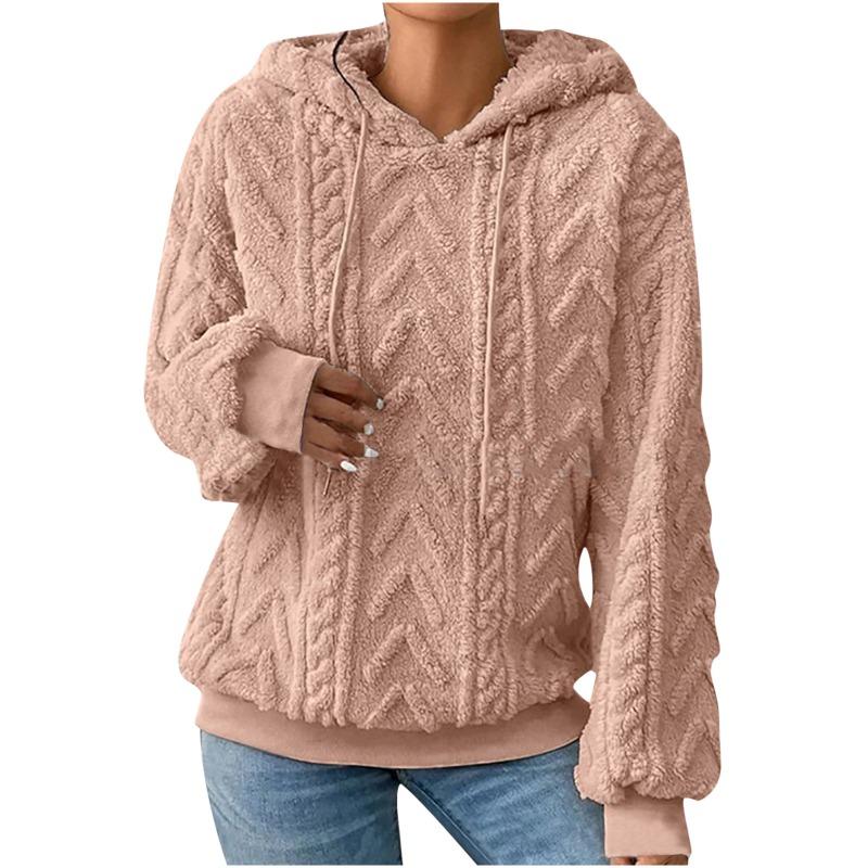 IHUASU Women's Fashion Casual Solid Color Print Long Sleeve Hooded Hoodies & Sweatshirts International design