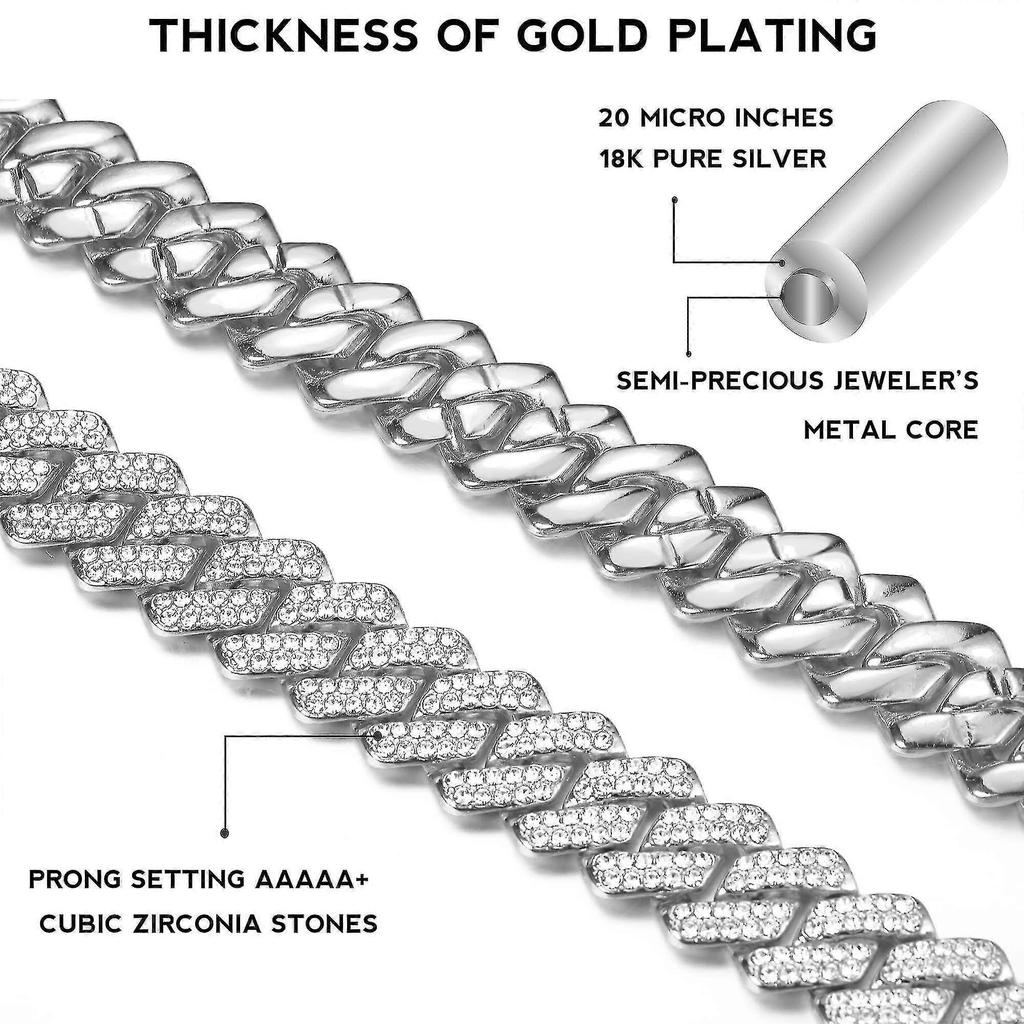 Cuban Links Chain For Men 13mm Necklace Gold Silver Plated Necklaces Chain Diamond