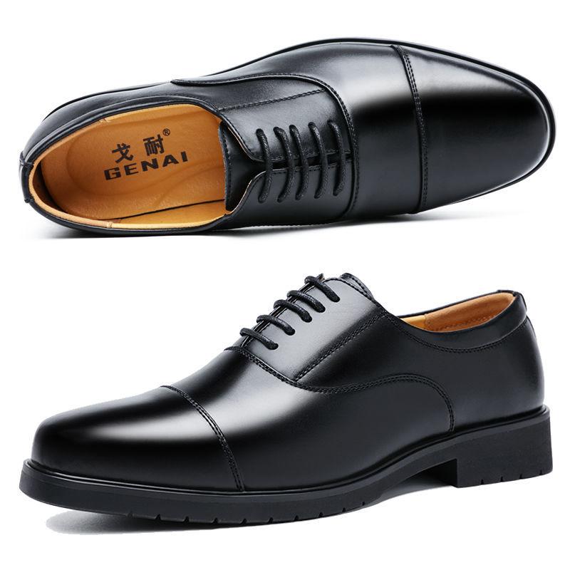 Real Business Dress Leather Shoes Men's Three-headed Genuine Leather Men's Shoes Summer Breathable Inner Height Increase Shoes Men