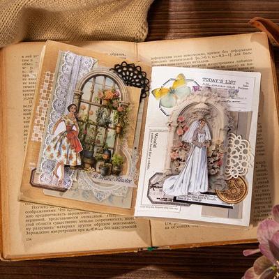 10PCS Transparent PET Flower Stickers Window Collage Junk Journal Scrapbooking Aesthetic Decor Craft Supplies Set Art Supplies