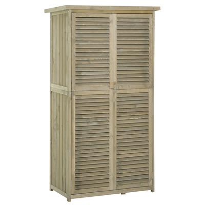 87 X 47 X 160cm Wooden Garden Storage Shed, Sheds & Outdoor Storage with Asphalt Roof & 2 Large Wood Doors with Lock, Sand Brown