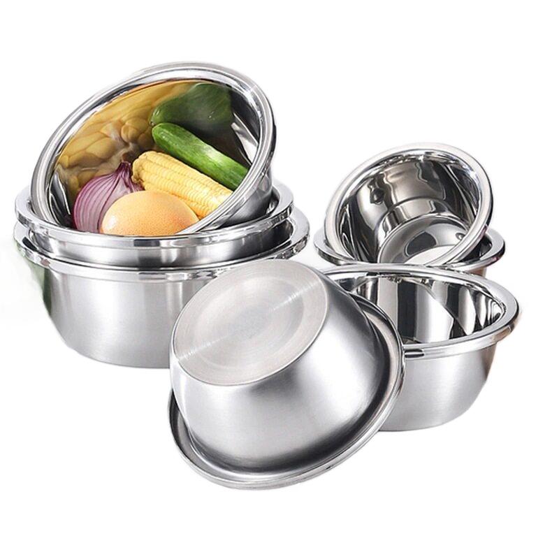 Multi-Functional Stainless Steel Mixing Bowl for Kitchens: Perfect for Mixing, Dough Kneading, Vegetable Washing, Egg Beating, and Seasoning.
