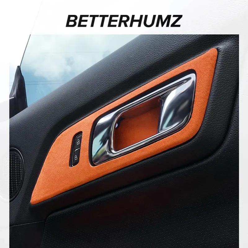 Make of Alcantara Betterhumz For Ford Mustang 2015- Auto Door Bowl Handle Trim Sticker Tuning Decor Car Interior Accessories