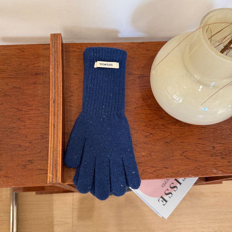 

Женские шерстяные перчатки с сенсорным экраном - Пестрые, Длинные, Теплые, Вязаные, Однотонные для зимней езды темно-синий