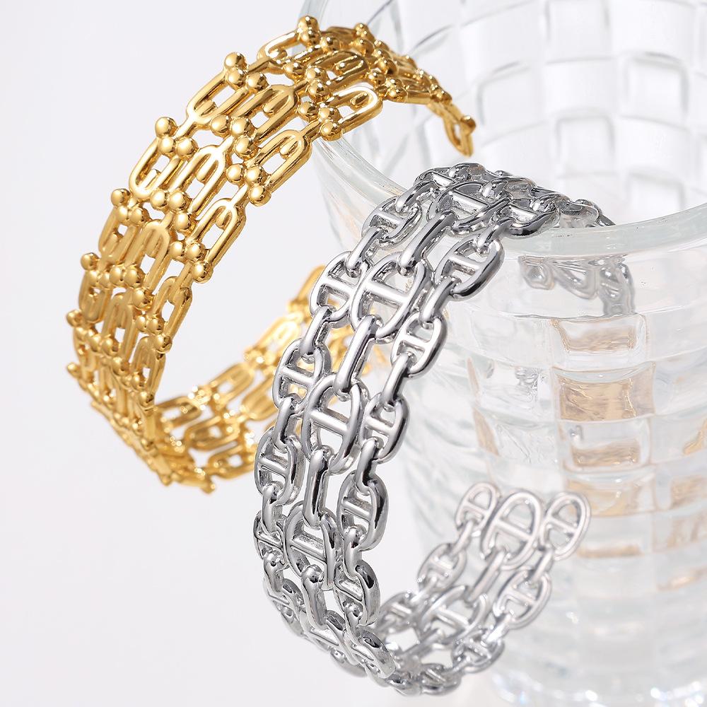 Personality Exaggerated Design Flower Starfish Water Drop Opening Bracelet Female Fashion Temperament Niche Titanium Steel Bracelet Female