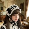 Lolitas Lace Headband Retro Cosplay Party Hair Accessories Ribbon Bows Maid Headdress for Womens