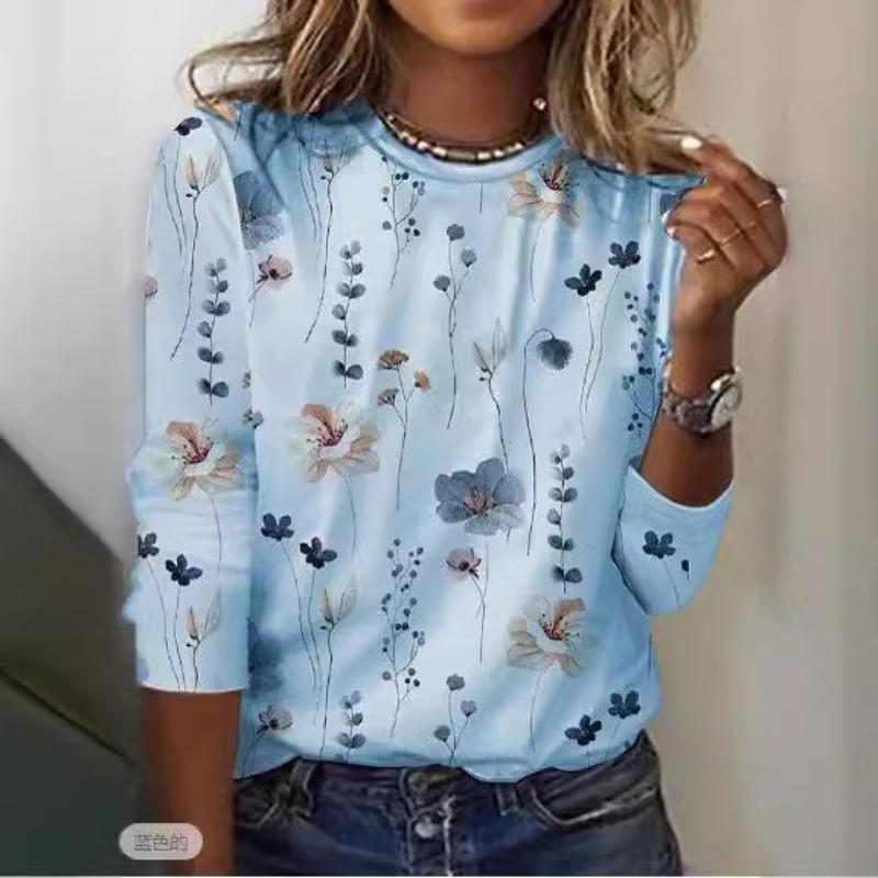Γυναικείο T-shirt με μακριά μανίκια και στρογγυλή λαιμόκοψη