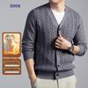 Romon Men's V-Neck Wool Blend Thick Knit Cardigan