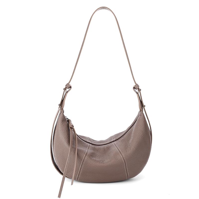 

Women luxury Fashi Soft leather Dumpling bag leather bag Soft Leather Large Capacity minimalist Crossbody bag Female 22x9x17cm серый