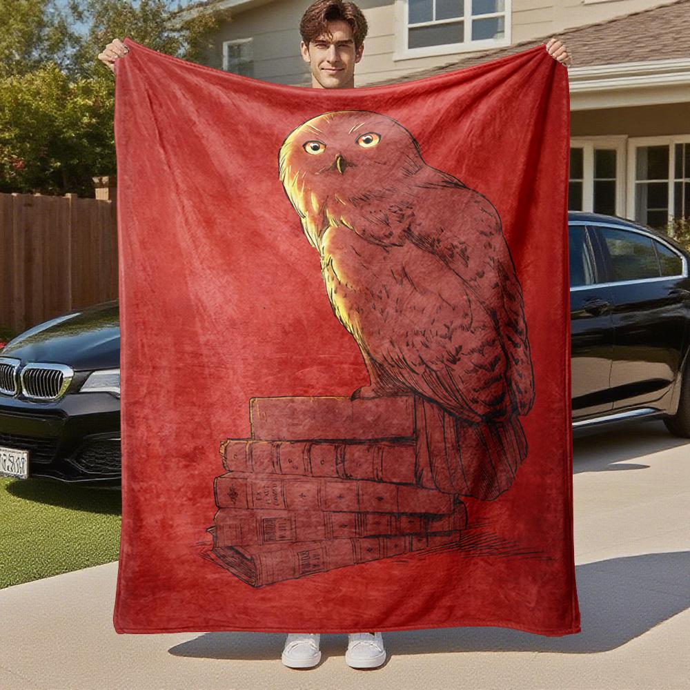 1pc owl books red Outdoor Flannel Throw Blanket All Season Soft Warmth,Home Decor 1031237