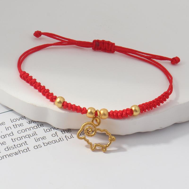 Handmade Red String Bracelet Gold Plated Zodiac Sheep Charms Adjustable Size Good Luck Gifts Daily Wear Fashion Jewelry