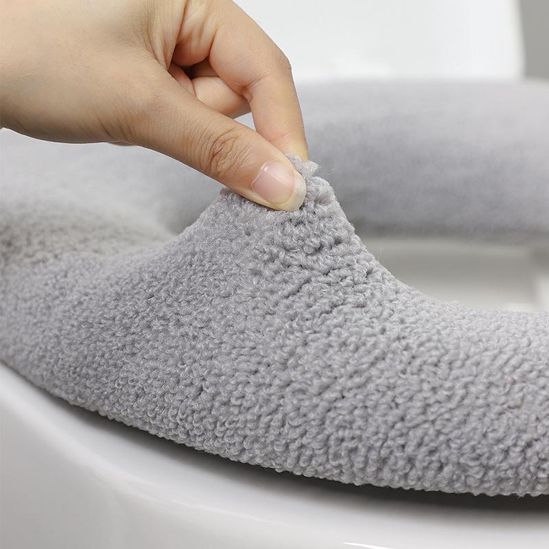 3079 Bathroom Rug Home Winter Thickened Plush-touch Toilet Cover Four Seasons Universal Plush-touch Lined Toilet Cover Cushion