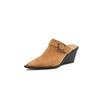 Fashion 2025 New Brand Sandal Retro Ladies Sheep Suede Fashion Chunky Heels Summer Wedges Mules Slippers Women Casual Office Shoes Woman