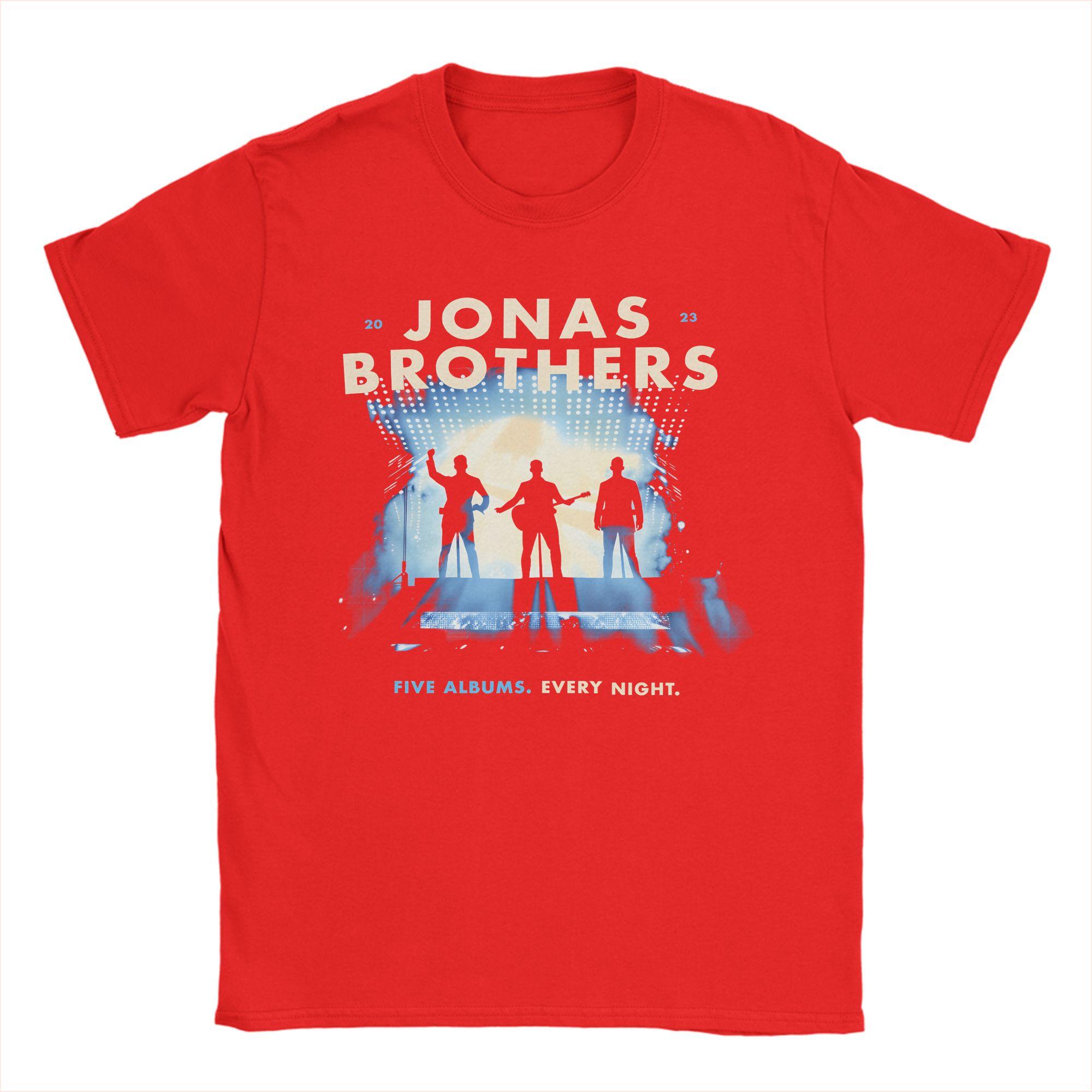 

Funny Jonas Brothers Five Albums TShirt for Men Crewneck 100 Cotton T Shirts Short Sleeve Tee Shirt Plus Size Clothing S