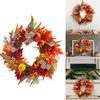 Artificial Autumn Wreath for Front Door Farmhouses Garden, Harvest Wreath with Pumpkins Thanksgiving Party Decorations