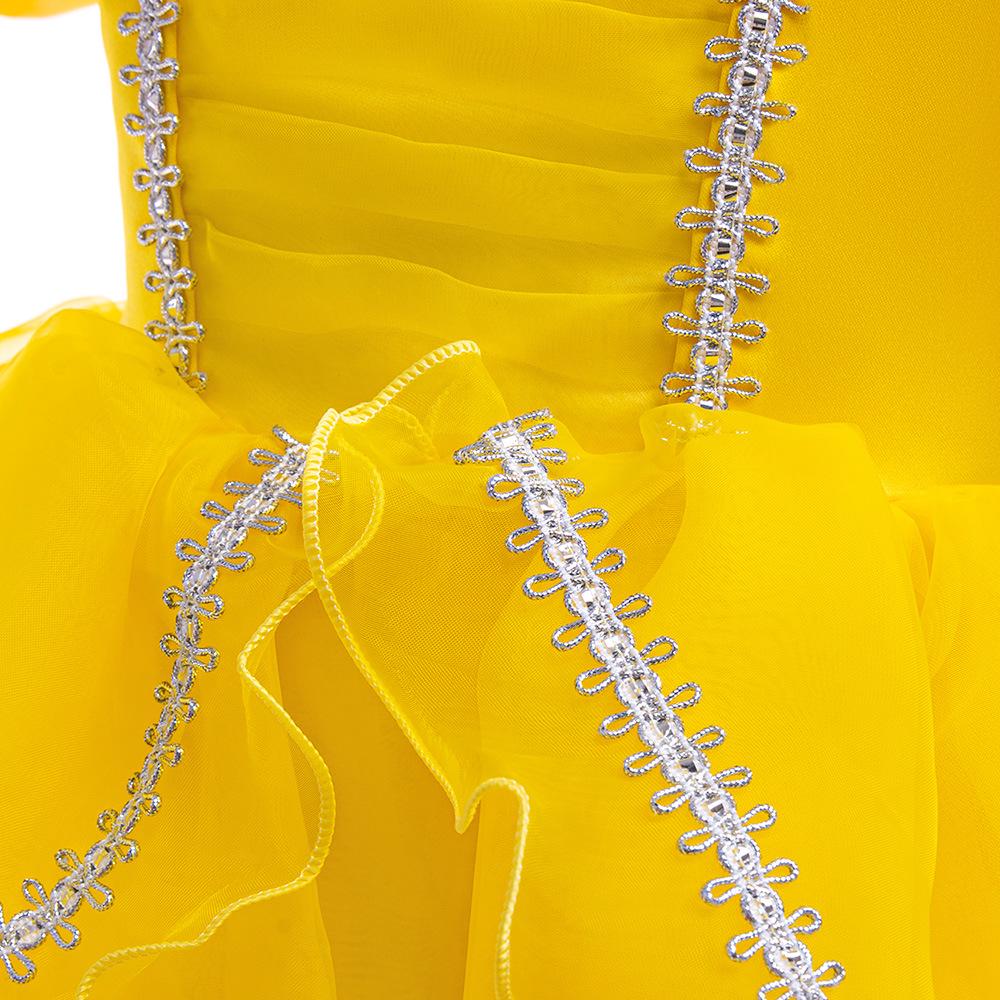 Girls' Cinderella Cosplay Dress - Puff Sleeve Frozen-Style Mesh Dress