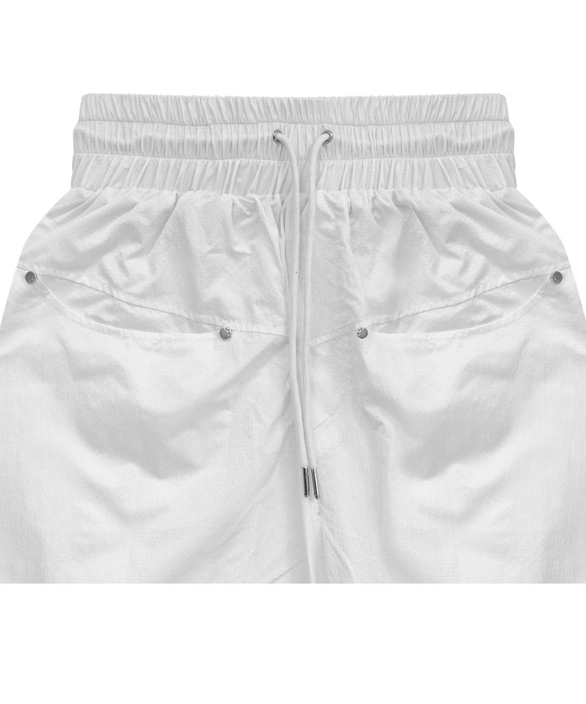 Teulimingbeodeu Round Rivet Nylon Set-Up Pants [ White ]