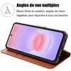 Coque pour Samsung Galaxy A37 5G, Protection Rabat Cuir Synthétique Antichoc Anti-Rayures Marron