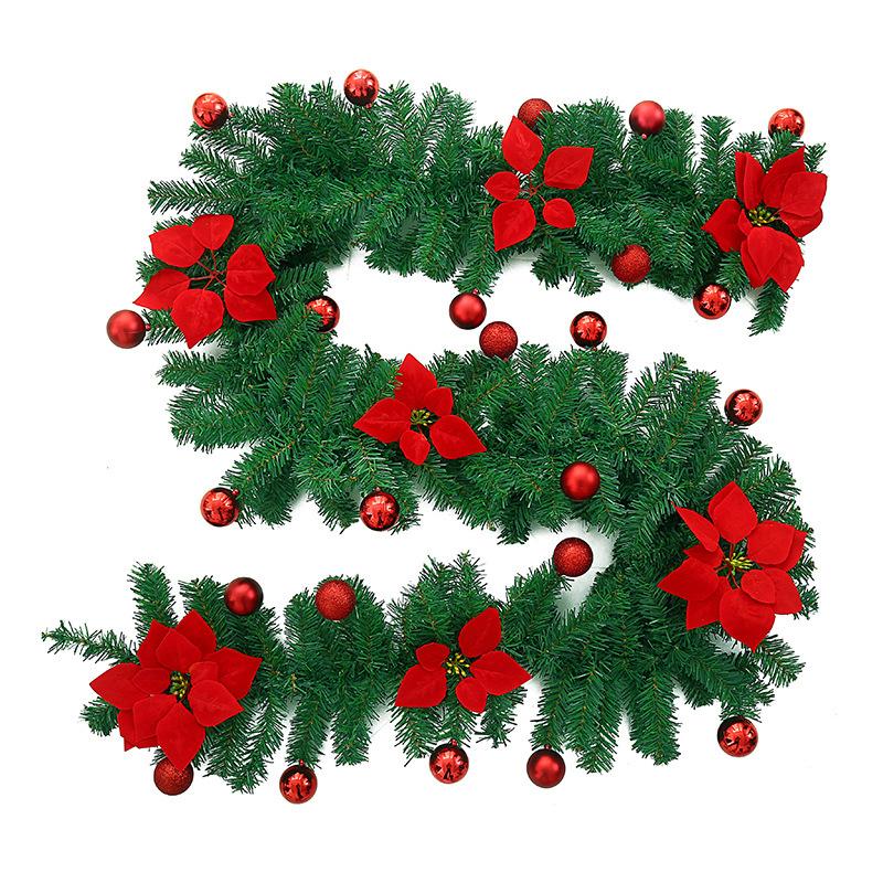 2.7M Artificial Pine Christmas Garland Wreath With/Without LED Lights Christmas Pine Tree Rattan Decor Xmas Tree Ornament