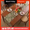 High-end Vintage Jacquard Bordløper Blomstermønster med Dusk Duk Fortykket Borddeksel Middagsselskap