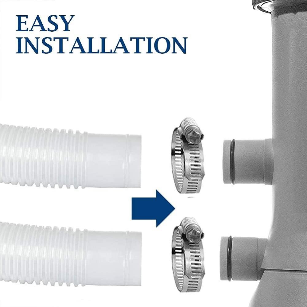 2PCS 59"Above Ground Pool Pump Accessory Hose For Intex 1.25" 32mm with 4 Clamps