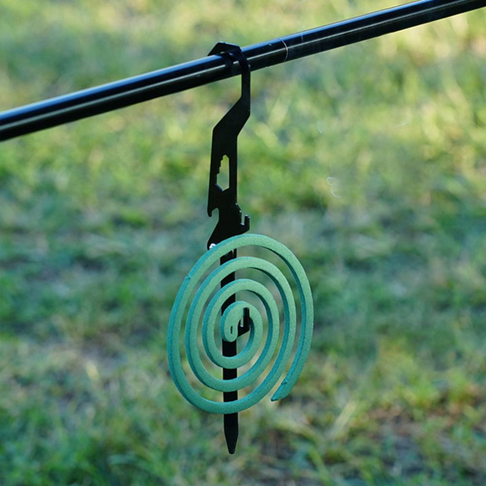 Folding Tent Stakes Multifunctional Stainless Steel Hook Mosquito Coil Bracket Bottle Opener Measuring Ruler for Outdoor Camping