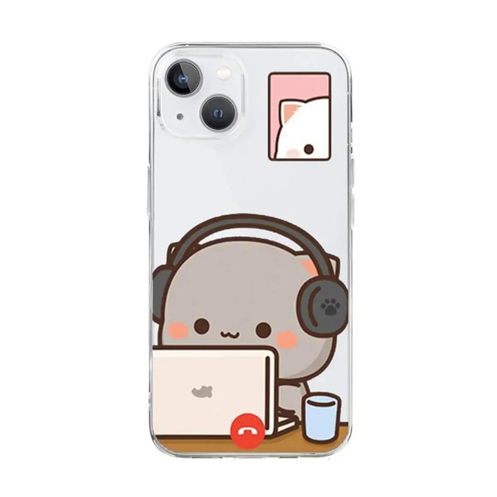 Funny Bunny Bear Couple Phone Case for IPhone 13 14 15 12 11 Pro Max Mini X XR XS MAX 7 8Plus SE2 Cute Animal Clear Paired Cover