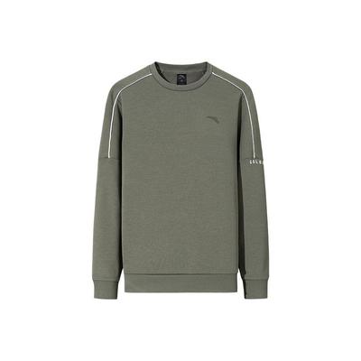 Men's Basic Logo Crew Neck Sweatshirt Army Green 952547713-2