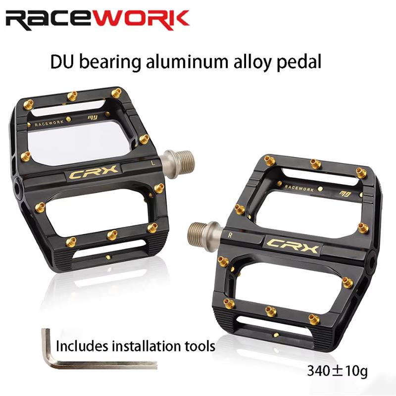 RACEWORK Bicycle Aluminum Alloy Pedals Ultra-light Pedals Wider Tread Provides Better Stability with tool