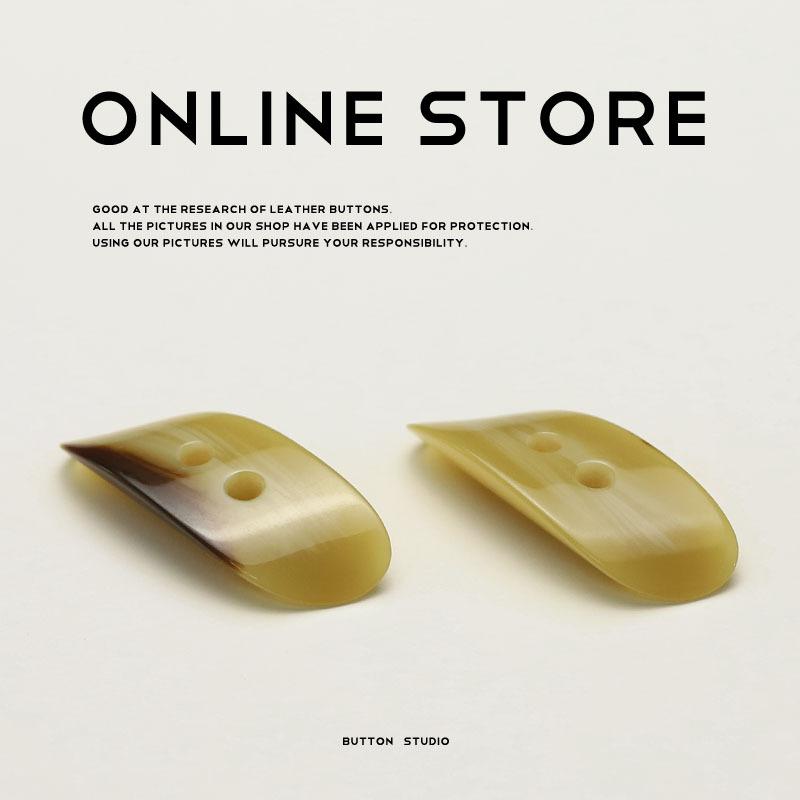Bamboo Slice Resin Button Two-Hole Double-Sided Nylon Coat Rope Button Two-Eye Down Jacket Decorative Button